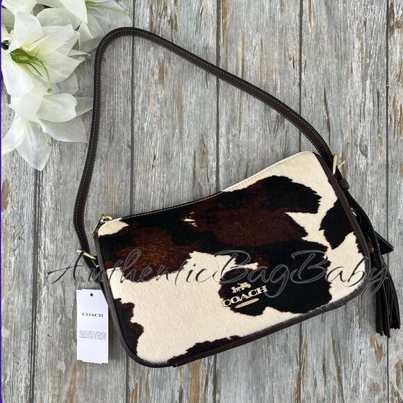 Authentic Coach Kailey Shoulder Bag With Cow Print And Tassel Purse - Picture 1 of 15